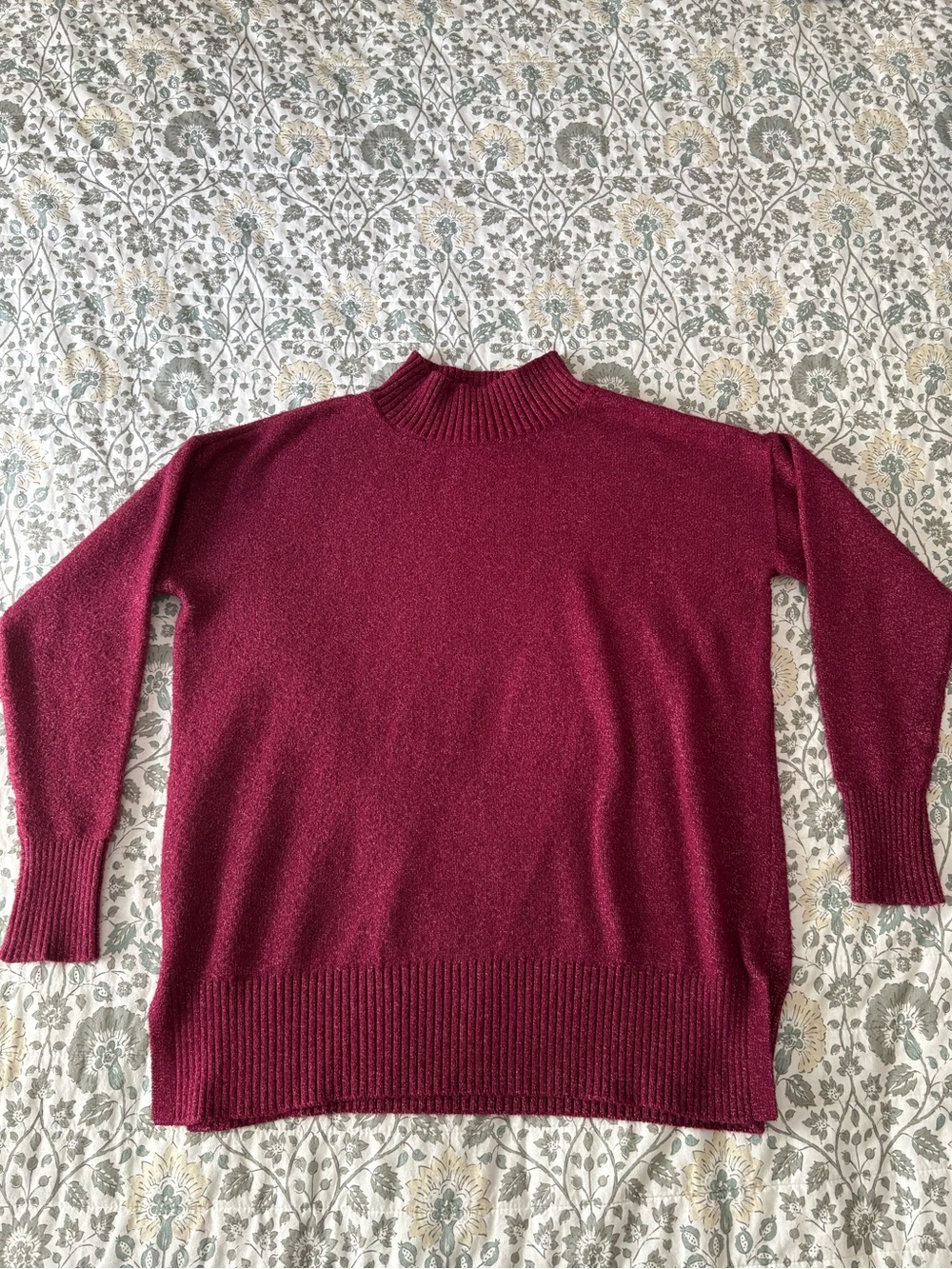 LOFT Wine Mock Neck Sweater
